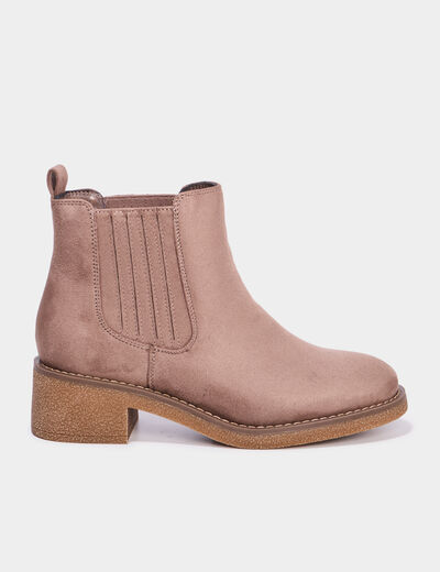 Boots chelsea talons 4 cm taupe femme