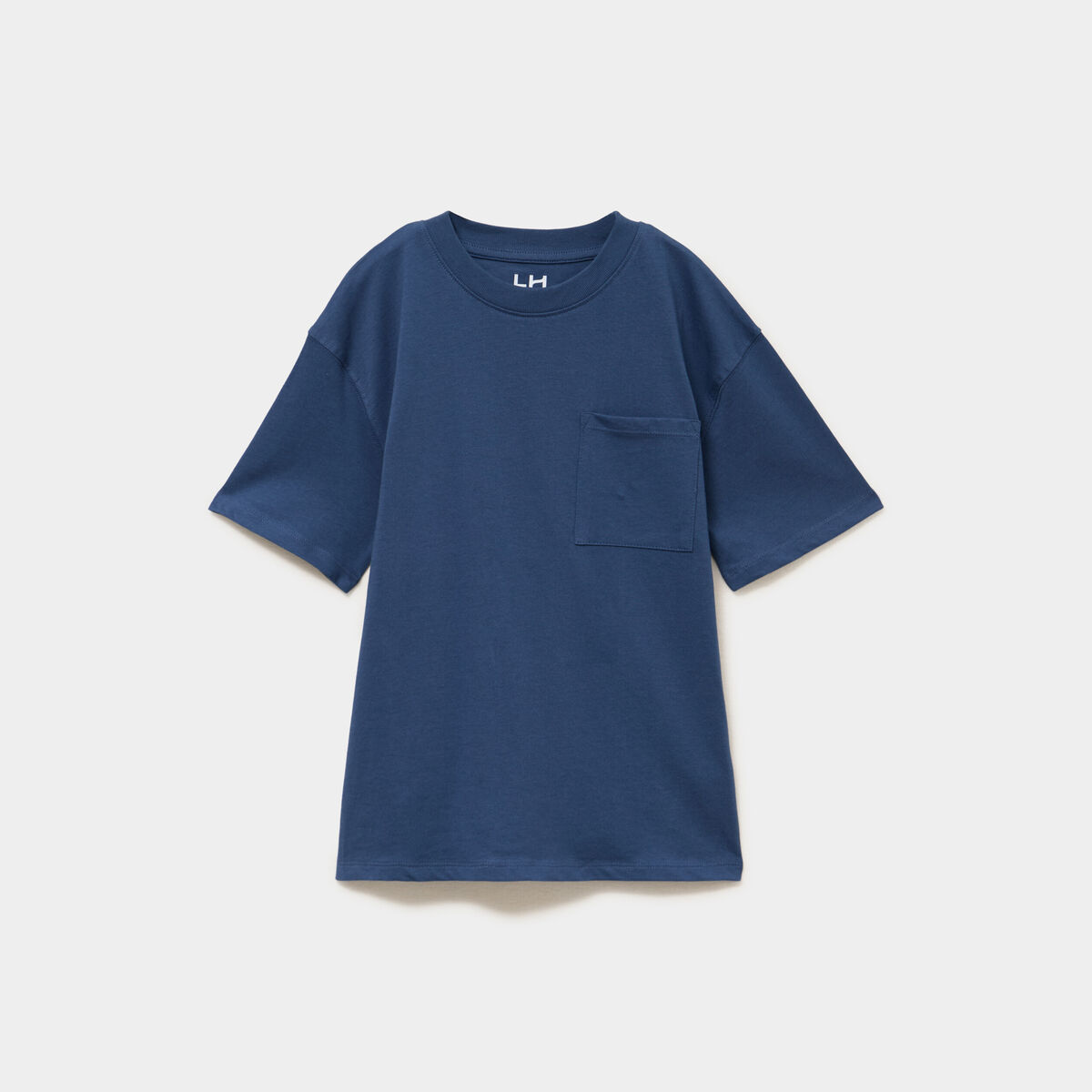 T-shirt oversize 1 poche manches courtes bleu fonc&eacute; gar&ccedil;on