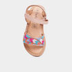 Sandales plates avec perles en cuir multicolore fille