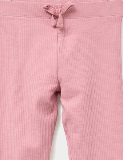 Legging côtelé coton vieux rose fille