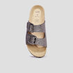 Mules avec doubles boucles gris fonc&eacute; femme
