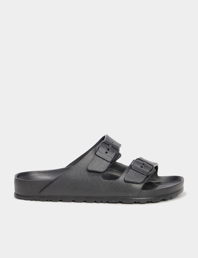 Mules de plage avec boucles noir femme