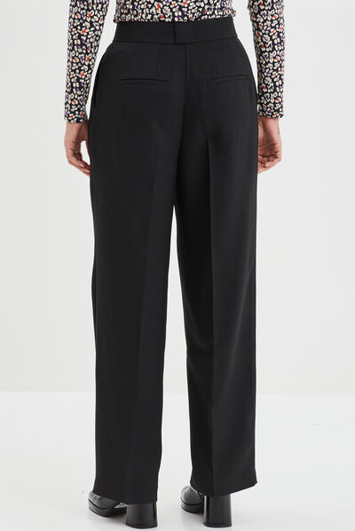Pantalon cigarette avec pinces noir femme