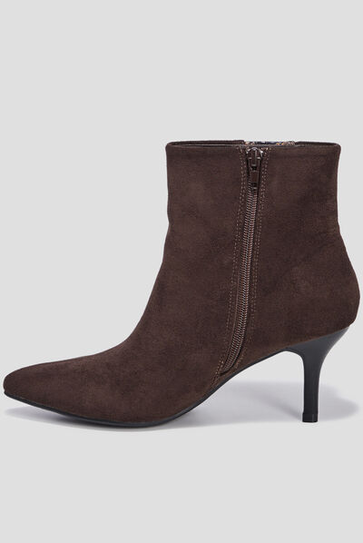Bottines pointues à talons marron femme
