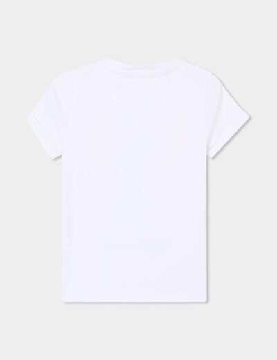 T-shirt col rond manches courtes Stitch blanc fille