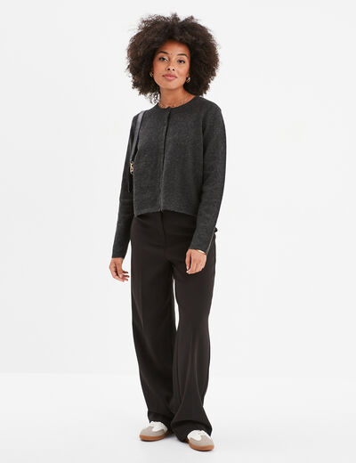 Gilet boutonné manches longues Creeks gris foncé femme