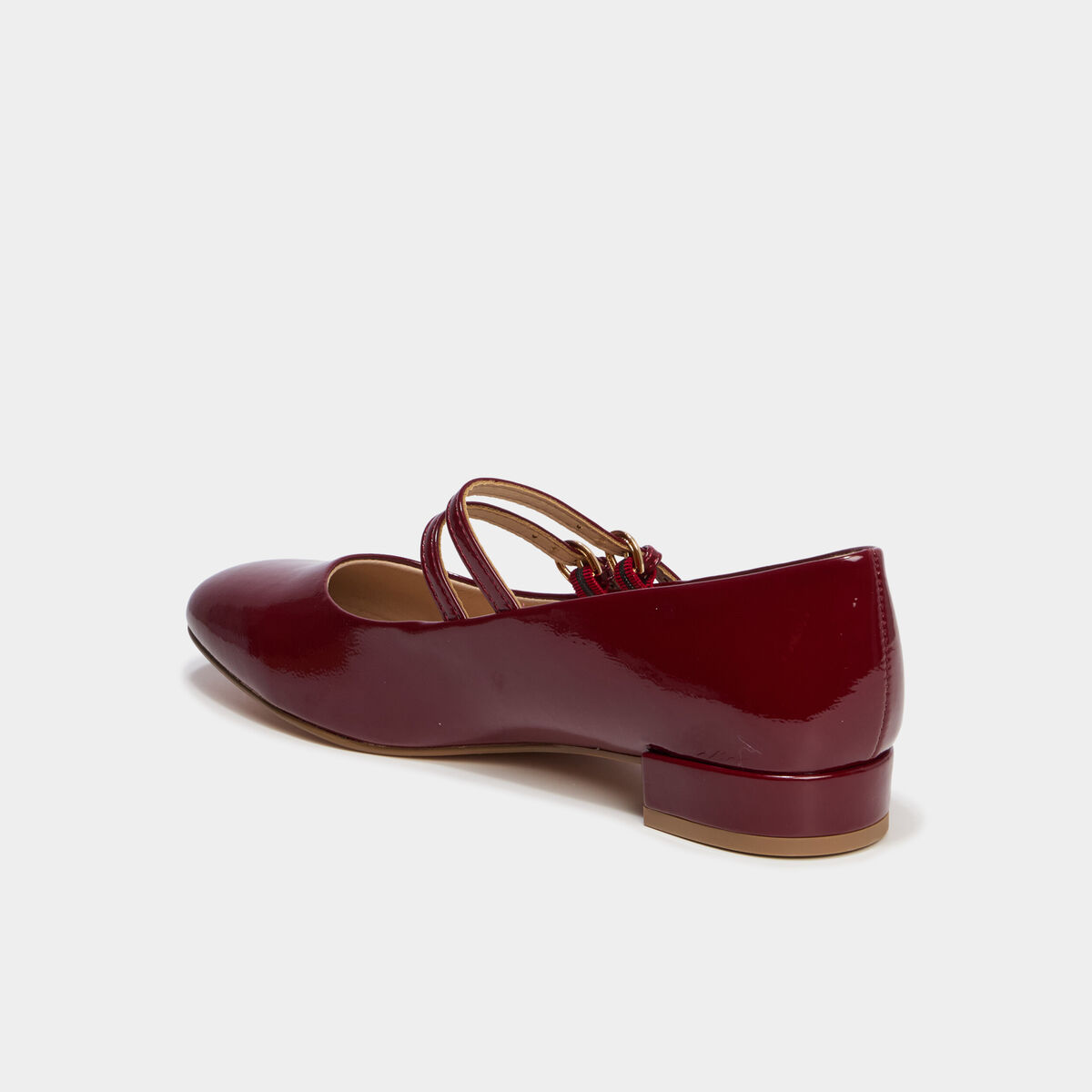 Ballerines bout carr&eacute; brides ajustables bordeaux femme