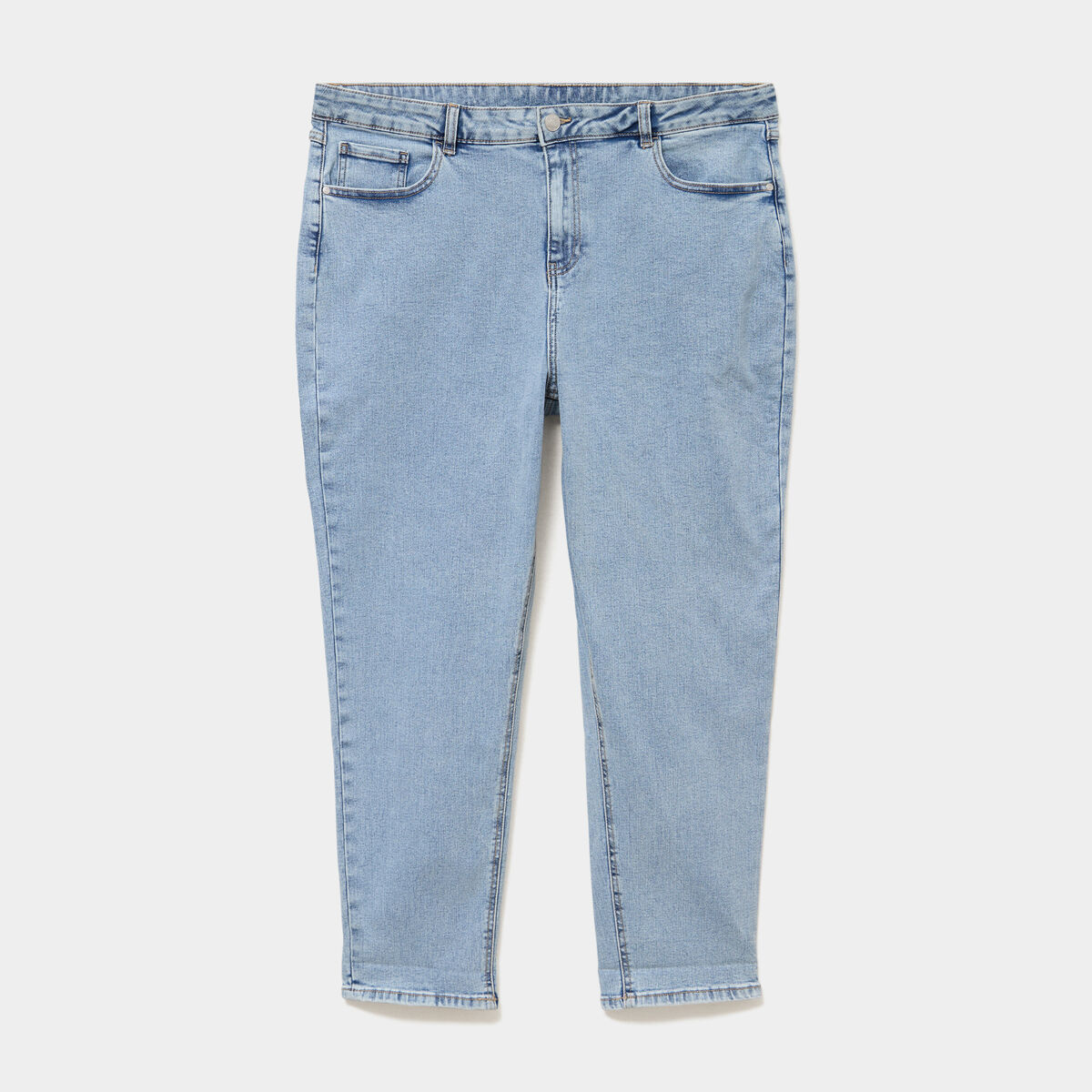 Jeans mom cropped taille haute denim double stone femme grande taille