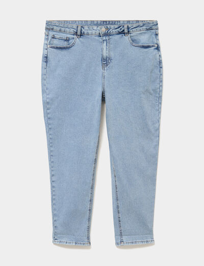 Jeans mom cropped taille haute denim double stone femme grande taille