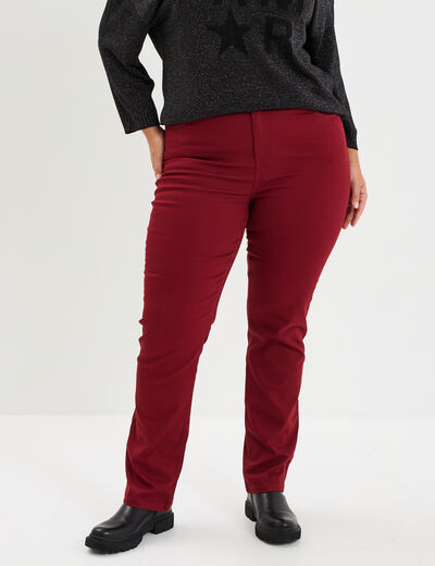 Pantalon straight taille haute Modavista bordeaux femme grande taille