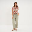 Pantalon fluide carotte &eacute;lastiqu&eacute;e vert kaki femme
