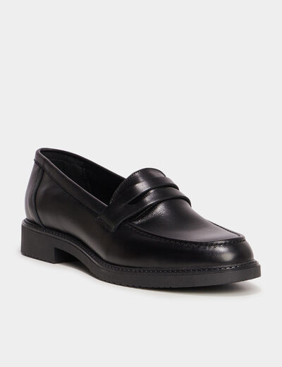 Mocassins en cuir noir femme