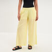 Pantalon de plage voile de coton jaune femme