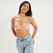 Soutien-gorge bandeau microfibre beige femme