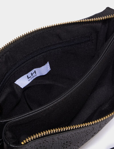 Sac pochette d&eacute;tails ajour&eacute;s noir femme