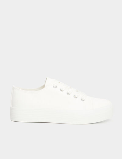 Tennis en toile basses à lacets blanc femme