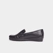 Mocassins en cuir compensés pied large noir femme