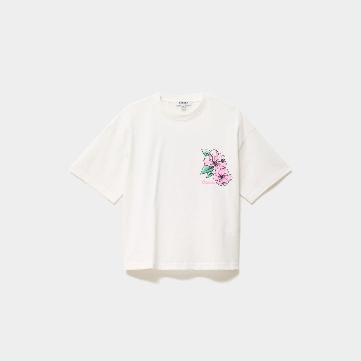 T-shirt oversize manches courtes coton ivoire fille