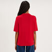 Pull col polo manches courtes rouge femme