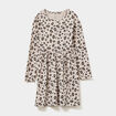 Robe évasée manches longues coton sable fille
