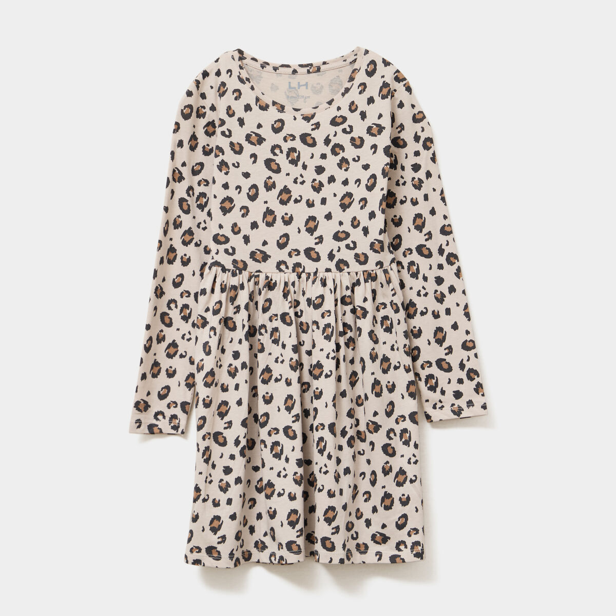 Robe évasée manches longues coton sable fille