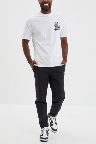 T-shirt col rond manches courtes Naruto blanc homme