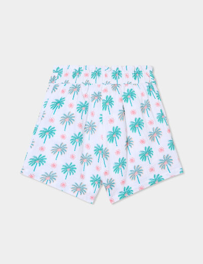 Short droit avec noeud gaze de coton ecru fille