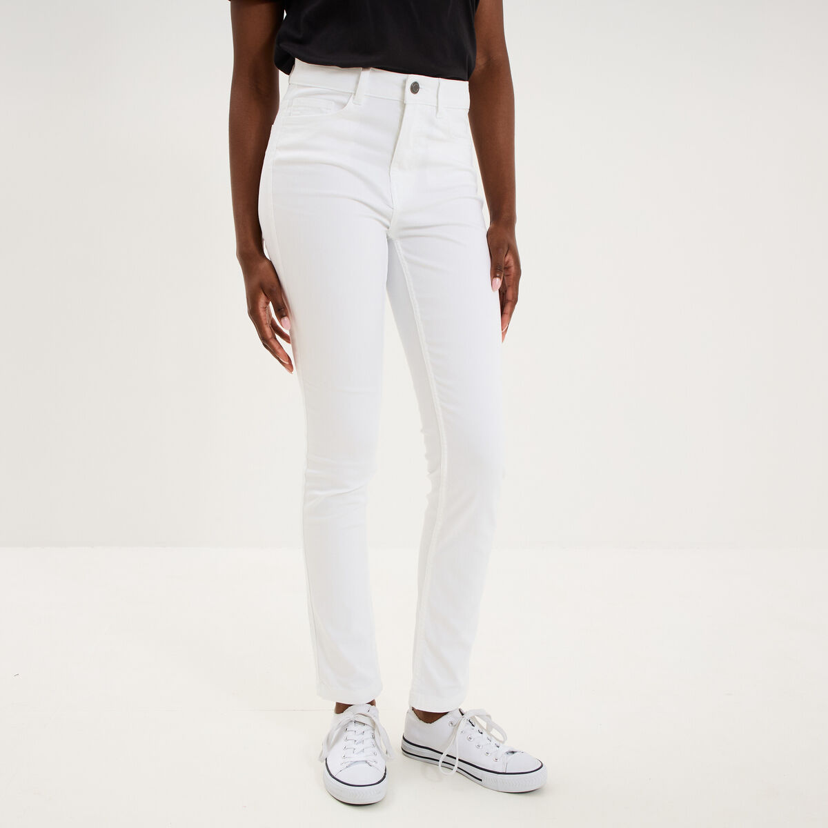 Pantalon slim taille standard blanc femme