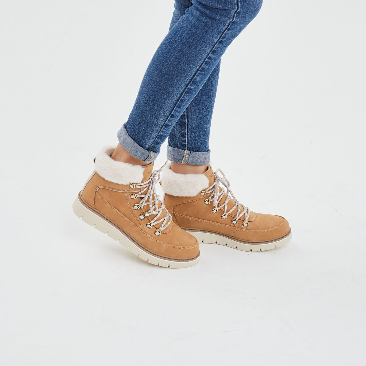 Bottines fourrées à lacets Trappeur sable femme