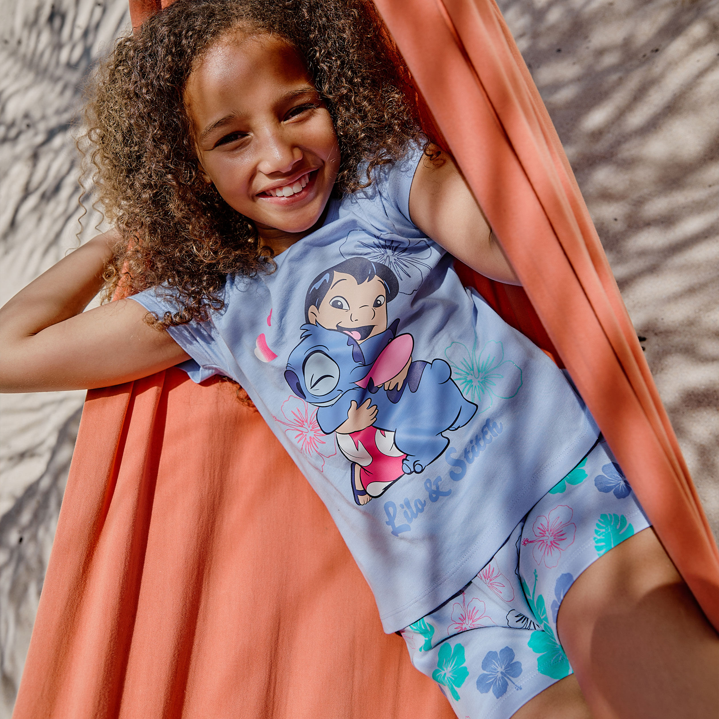 Ensemble pyjama short coton Stitch bleu clair fille