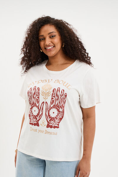 T-shirt manches courtes col rond coton blanc femme grande taille