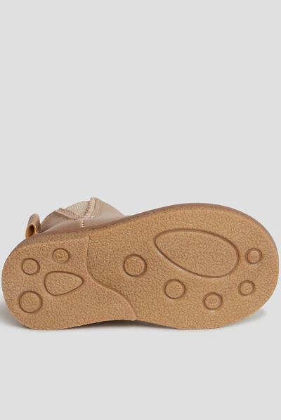 Bottines zippées avec noeud jaune or bébé fille