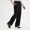 Pantalon droit &agrave; pont taille &eacute;lastiqu&eacute;e noir femme