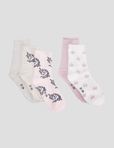 Lot 5 paires de chaussettes rose fille