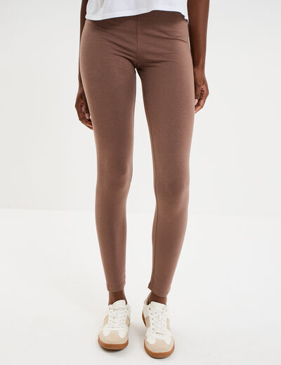 Legging taille haute marron cognac femme