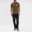 T-shirt col tunisien manches courtes vert kaki homme