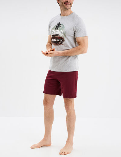 Ensemble pyjama short gris homme