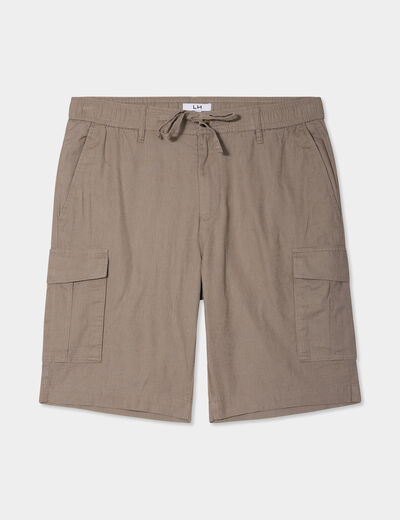 Bermuda cargo en lin mélangé gris homme