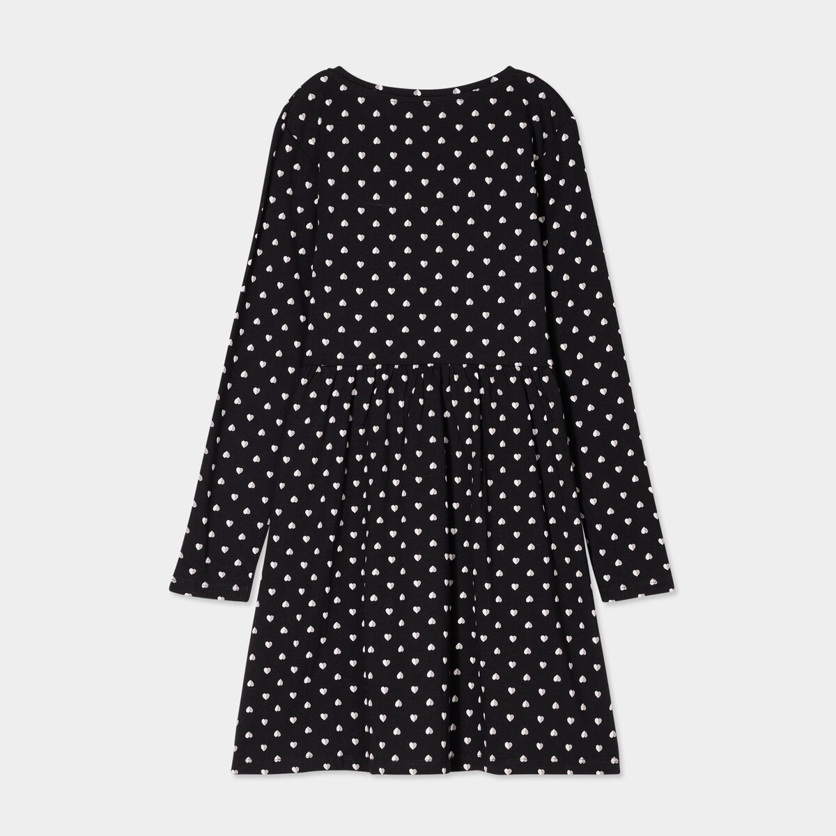 Robe trapèze manches longues coton noir fille