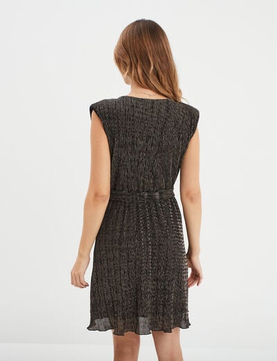 Robe patineuse plissée sans manches terracotta femme