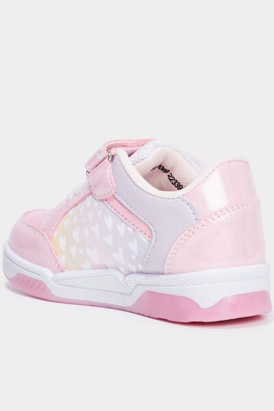 Tennis basses lumineuses paillet&eacute;es Gaby rose fille