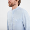 Chemise col mao lin mélangé bleu ciel homme