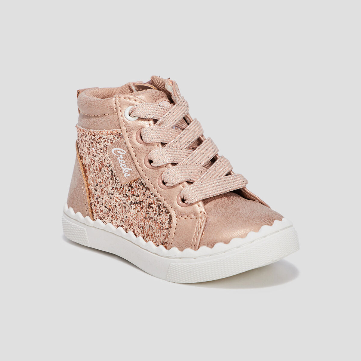 Baskets montantes zippées Creeks rose bébé fille
