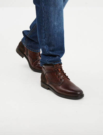 Bottines zipp&eacute;es en cuir marron homme