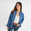 Veste surchemise oversize en jean coton denim stone femme