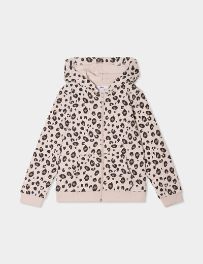 Sweat zippé à capuche sable fille