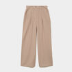Pantalon large &agrave; pinces taille haute marron femme