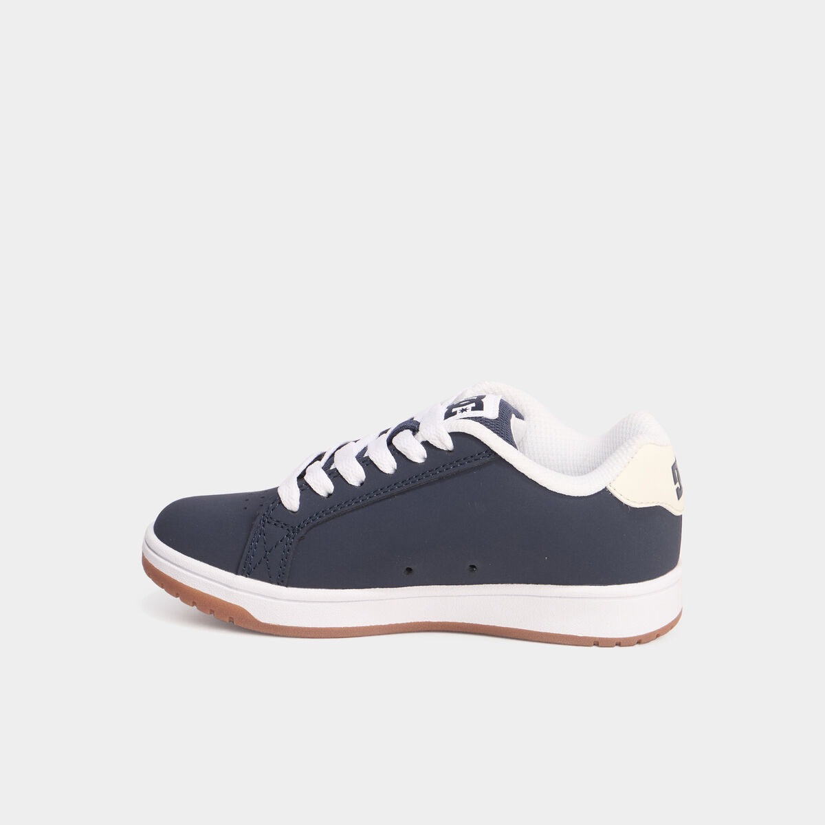 Tennis basses &agrave; lacets en cuir bleu marine gar&ccedil;on