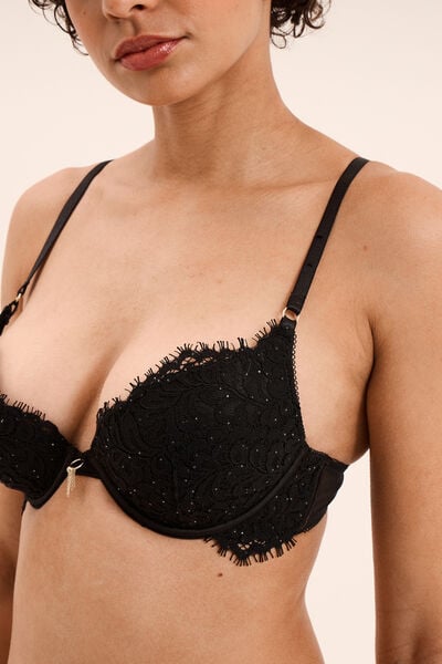 Soutien-gorge maxi push-up dentelle noir femme