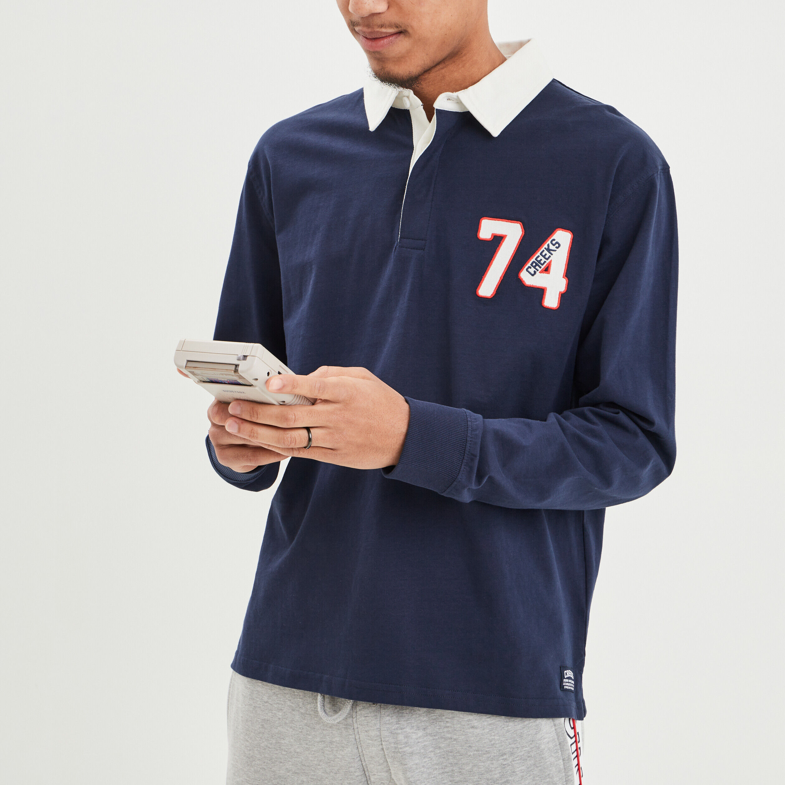 Polo manches longues Creeks bleu marine homme CREEKS